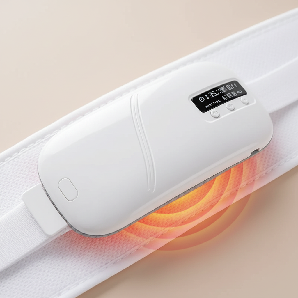 حزام تدفئة للاستخدام أثناء الدورة – اهتزاز، تدفئة، 4 أوضاع لتخفيف ألم البطن