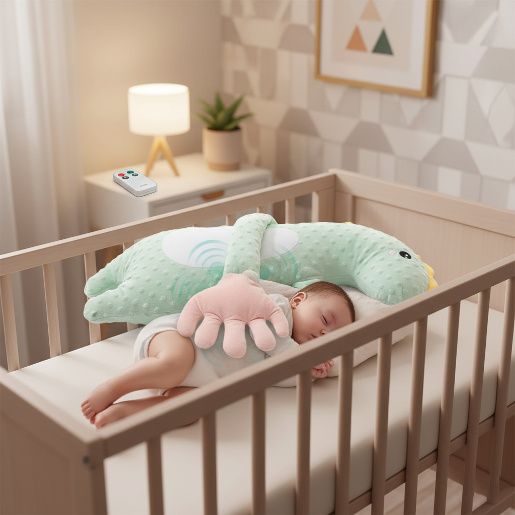 لعبة مهدّئ نوم للأطفال – دمية كهربائية بوسادة تربيت، سرعة قابلة للتعديل وتحكم عن بُعد