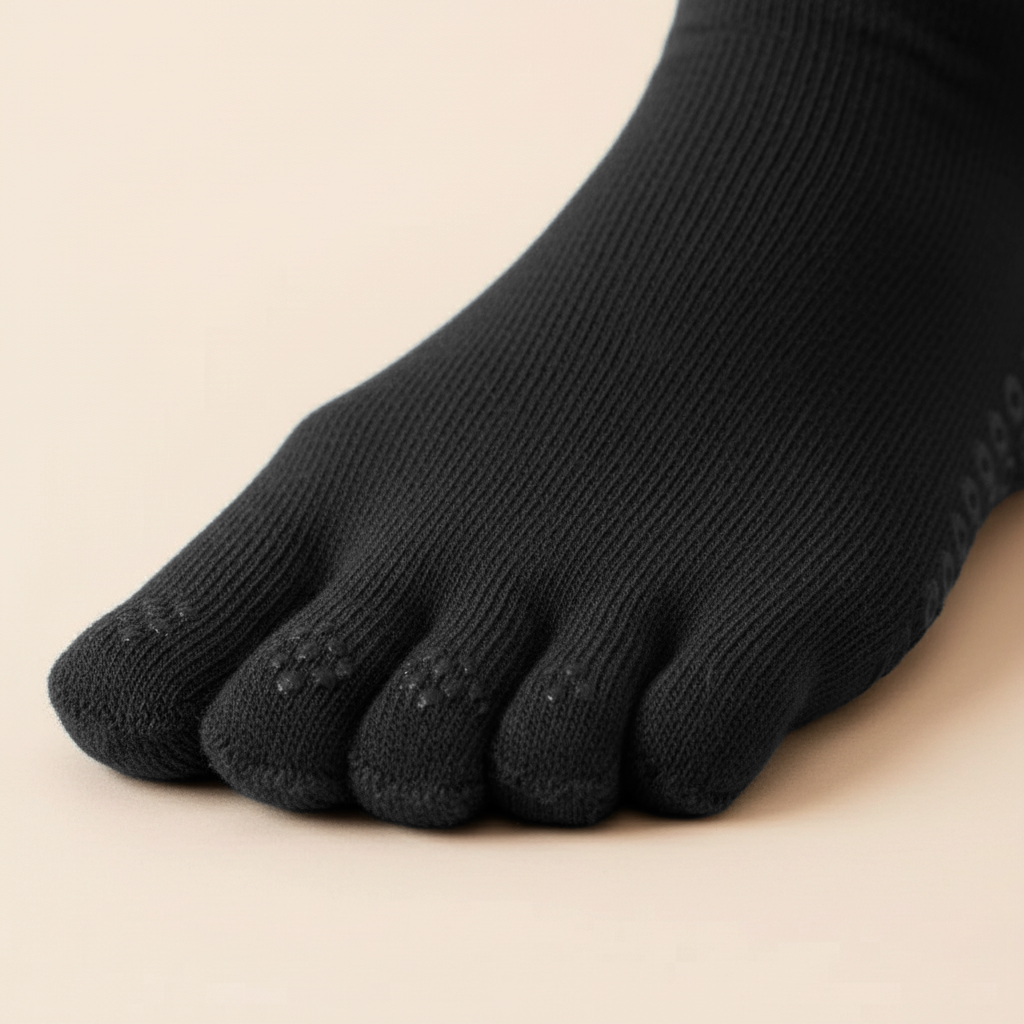 جوارب خمس أصابع رياضية غير قابلة للانزلاق – جوارب ليوغا وبيلاتس، مقاومة للانزلاق للمرأة