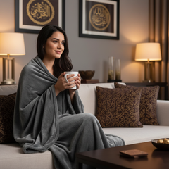 بطانية كهربائية USB مدفّأة – شال وشيلة 3 مستويات تسخين، 8 مناطق تدفئة، برف-كورال فلفت