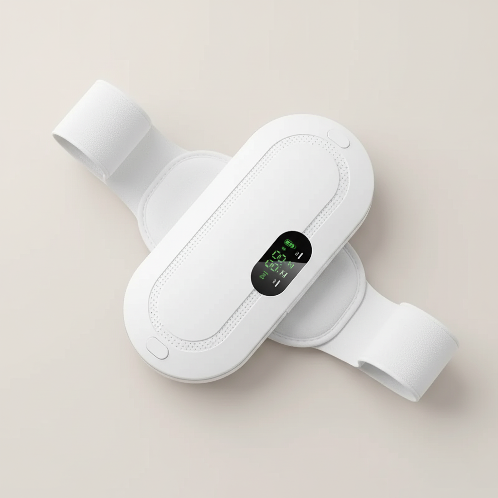 حزام تدفئة للاستخدام أثناء الدورة – اهتزاز، تدفئة، 4 أوضاع لتخفيف ألم البطن