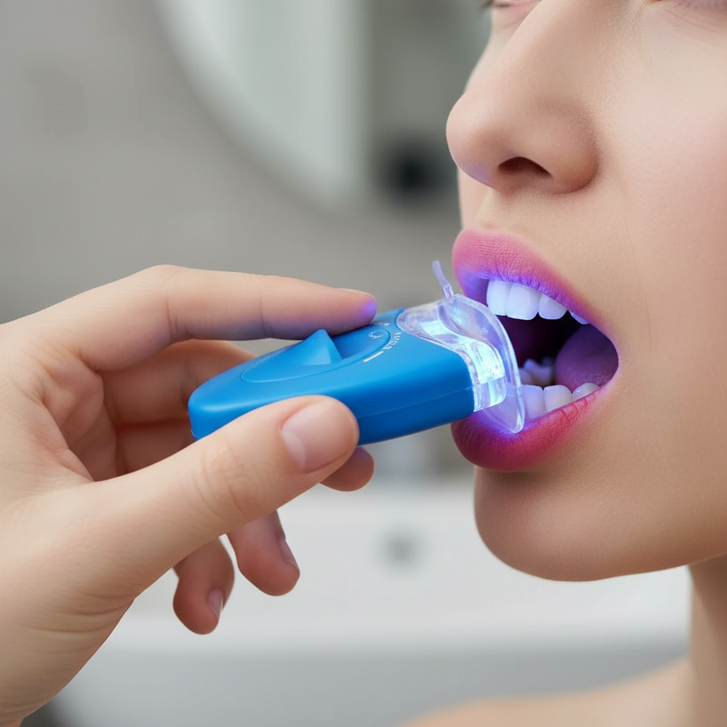 جهاز تبييض الأسنان بضوء LED – مصباح أزرق/UV لتفتيح الابتسامة