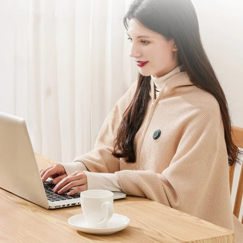 بطانية كهربائية USB مدفّأة – شال وشيلة 3 مستويات تسخين، 8 مناطق تدفئة، برف-كورال فلفت