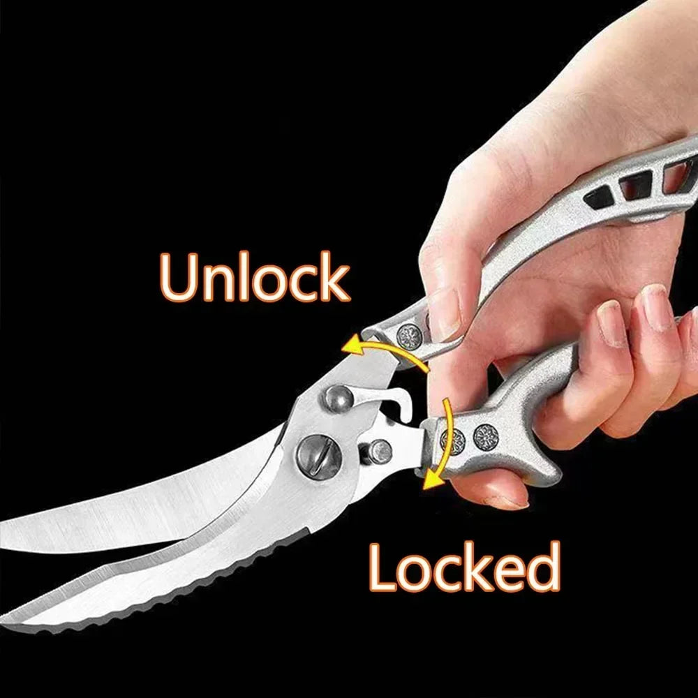 مقصات مطبخ متعددة الاستخدام عالية الجودة من ستانلس ستيل – مقصات قوية لتقطيع السمك والدجاج والعظام