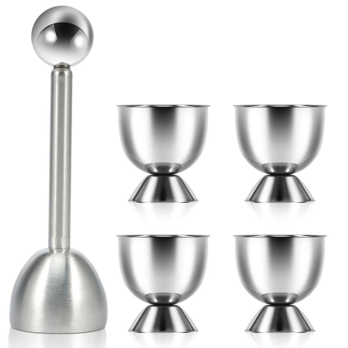 طقم مقصّ بورقة قِشر البيض 5 قطعة – أداة قص وغلق + أكواب للبيض للترتيب السريع في المطبخ